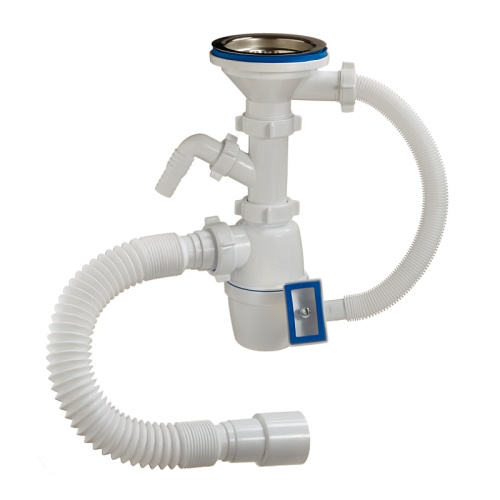 Сифон д/мойки 3 1/2"х40 мм с отвод. и выпуск., с перелив. и гиб.трубой ОРИО, А4011, тов-148235 купить за 1 357 руб. в Новосибирске