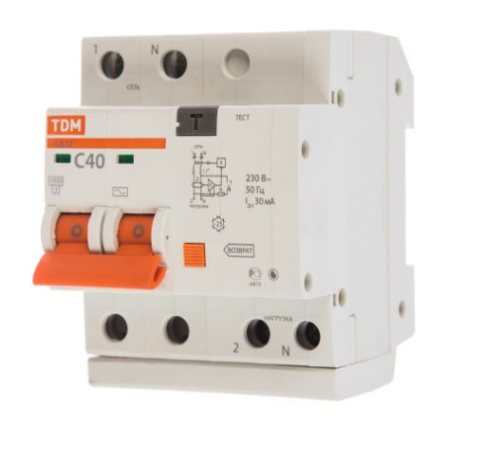 TDM Дифф. автомат АД-12 2Р 40А 30мА (УЗО с защитой по короткому замыканию) SQ0204-0016 купить за 0 руб. в Новосибирске
