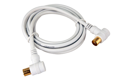 Шнур ТВ штекер - ТВ штекер, угловой, длина 1,5 метра, белый REXANT купить за 225 руб. в Новосибирске