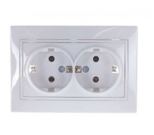 701-0202-127 MIRA Розетка двойная с/з  керамика белый с белой вставкой купить за 437 руб. в Новосибирске