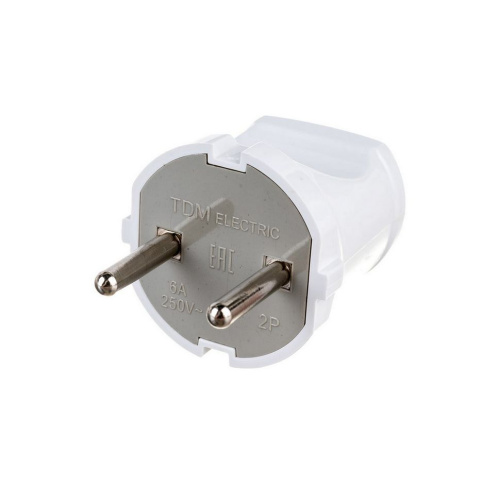 Вилка б/з белая 6А 250В TDM SQ1806-0001 купить за 63 руб. в Новосибирске