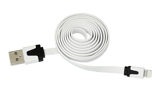 USB кабель для iPhone 5/6/7 моделей slim шнур плоский 1 м белый купить за 0 руб. в Новосибирске