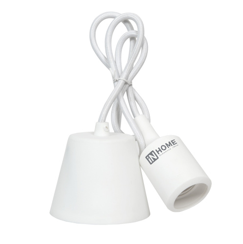 Патрон Е27 силиконовый со шнуром 1м белый IN HOME купить за 297 руб. в Новосибирске