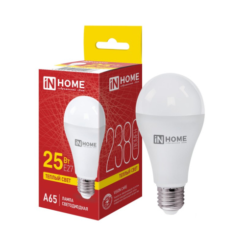 Лампа светодиодная LED-A65-VC 25Вт 230В Е27 3000К 2250Лм IN HOME купить за 156 руб. в Новосибирске
