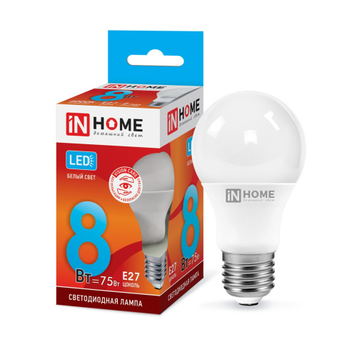 Лампа светодиодная LED-A60-VC  8Вт 230В Е27 4000К 720Лм IN HOME купить за 84 руб. в Новосибирске