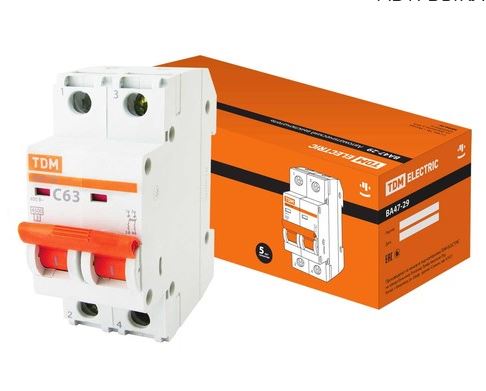 Автоматический выключатель ВА47-29 2Р 63А 4,5кА х-ка С TDM (SQ0206-0099) купить за 698 руб. в Новосибирске