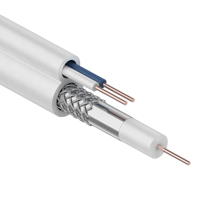 Кабель для видеонаблюдения ККСВ-В + 2х0.5мм., 100м., белый  REXANT купить за 54 руб. в Новосибирске