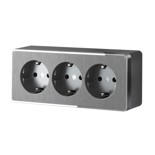 Розетка тройная с заземлением и шторками Gallant (графит рифленый) /WL15-02-05 / W5073104, WERKEL купить за 0 руб. в Новосибирске