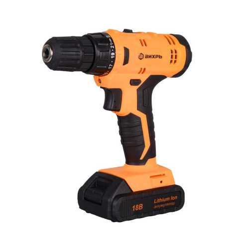 Дрель-шуруповерт аккумуляторная "ВИХРЬ" ДА-18Л-2КА, 72/14/25 купить за 3 434 руб. в Новосибирске