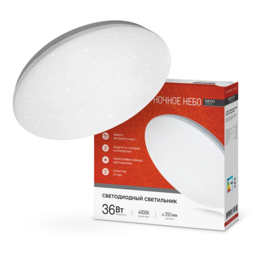 Светильник светодиодный серии DECO 36Вт 230В 4000К 2340Лм 380х55мм НОЧНОЕ НЕБО IN HOME купить за 706 руб. в Новосибирске