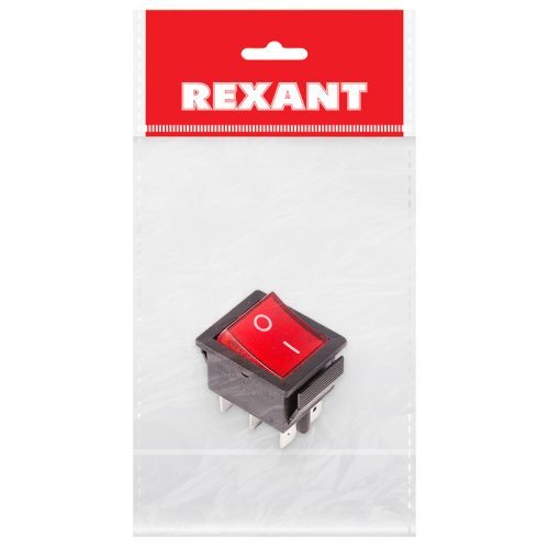 Выключатель клавишный 250V 15А (6с) ON-ON красный  с подсветкой (RWB-506, SC-767)  REXANT купить за 175 руб. в Новосибирске