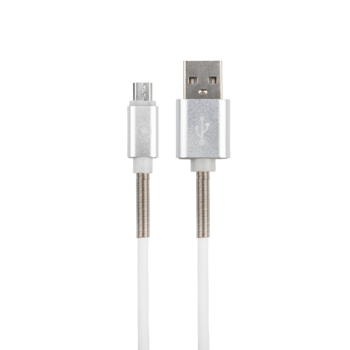 USB кабель для iPhone 5/6/7/8/Х моделей, белый силикон, 1 метр (с пружиной) REXANT купить за 0 руб. в Новосибирске