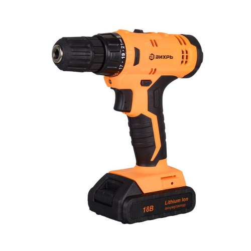 Дрель-шуруповерт аккумуляторная "ВИХРЬ" ДА-18Л-2К (Li-ion, 45Нм) 2 скорости, кейс, 2 аккум, 72/14/9 купить за 4&nbsp;423 руб. в Новосибирске