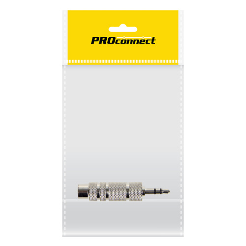 Переходник аудио (штекер 3,5 мм стерео - гнездо 6,3мм стерео), металл, (1шт. ) (пакет) PROconnect купить за 34 руб. в Новосибирске