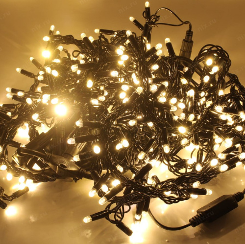 Гирлянда светод. рисовая RL-110WW, 10м, 100LED, тепл.белый, темно-зел. шнур 0,7м, контроллер, Funray купить за 270 руб. в Новосибирске