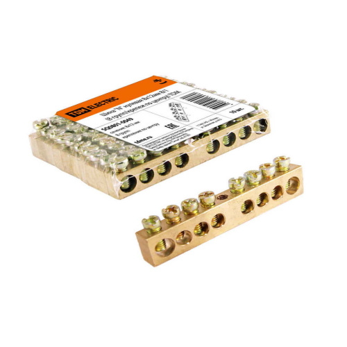 Шина "N" нулевая 8*12мм 8/1, 8групп/крепёж по центру, TDM (SQ0801-0049) купить за 209 руб. в Новосибирске