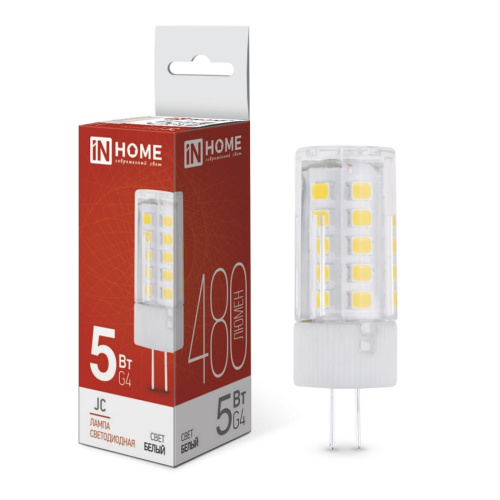 Лампа светодиодная LED-JC-VC 5Вт 12В G4 4000К 450Лм IN HOME купить за 115 руб. в Новосибирске