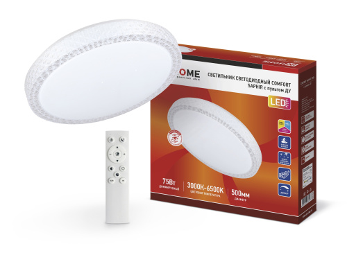 Светильник светодиодный COMFORT SAPHIR 75Вт 230В 3000-6500K 6000Лм 500x100мм с пультом ДУ IN HOME купить за 2 340 руб. в Новосибирске