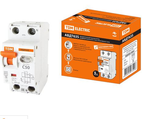 TDM АВДТ 63S C50 300mA SQ0202-0041 (Автомат + УЗО защита по пожаробезопасности) селективного типа купить за 1 898 руб. в Новосибирске