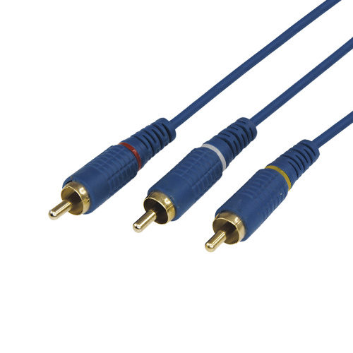 Шнур 3х3 RCA  3 м синий  gold  REXANT купить за 242 руб. в Новосибирске
