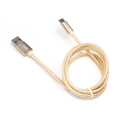 Шнур USB Type-C 3.1 - USB А 3.0,    1 метр (шт/шт), золотой, Атом, (БЫСТРАЯ ЗАРЯДКА), 31020 купить за 0 руб. в Новосибирске