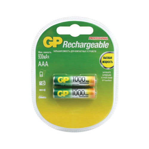 Аккумулятор  GP AAА 1000 mA 100AAAHC BL-2 NiMH (ЦЕНА за 1 шт) купить за 308 руб. в Новосибирске
