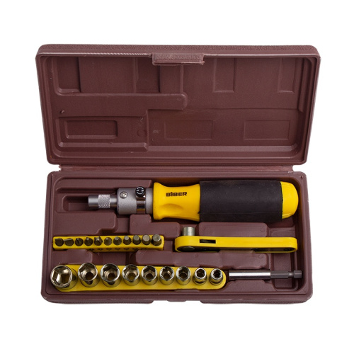 Отвертка Biber 85555 реверсивная с набором бит и головок (23 предмета), тов-079425 купить за 0 руб. в Новосибирске