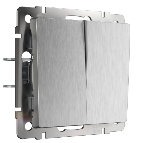 Выключатель 2-клавишный (серебряный рифленый) / WL09-SW-2G / W1120009, WERKEL купить за 789 руб. в Новосибирске