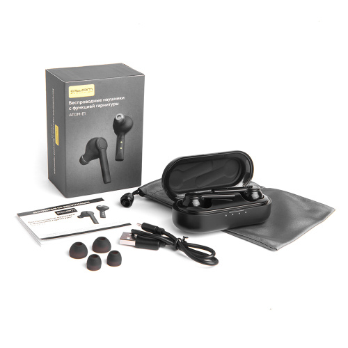 Наушники беспров. внутриканальные АТОМ-E1, Bt 5.0, раб.до 5ч, ф-ция гарнитуры, на ножке, кейс, Atom, 14114 купить за 0 руб. в Новосибирске
