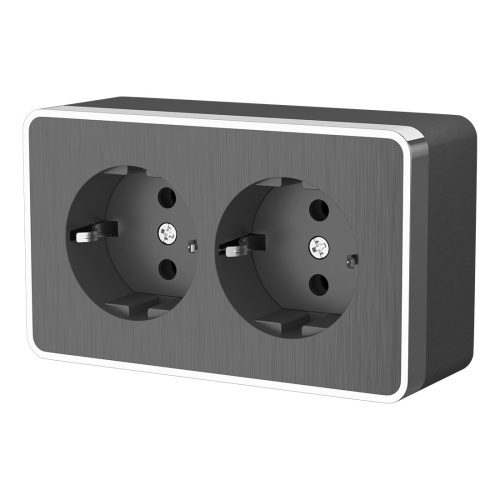 Розетка двойная с заземлением Gallant (графит рифленый) / WL15-02-03 / W5072104, WERKEL купить за 0 руб. в Новосибирске