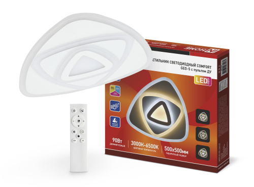 Светильник светодиодный COMFORT GEO-5 90Вт 230В 3000-6500К 6500Лм 500x55мм с пультом ДУ IN HOME купить за 0 руб. в Новосибирске