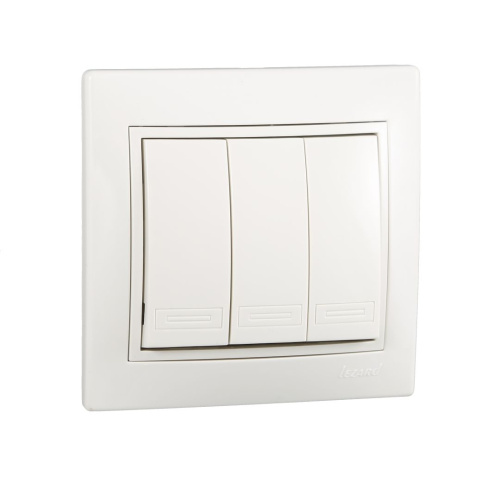 701-0202-109 MIRA Выключатель тройной белый с белой вставкой купить за 327 руб. в Новосибирске
