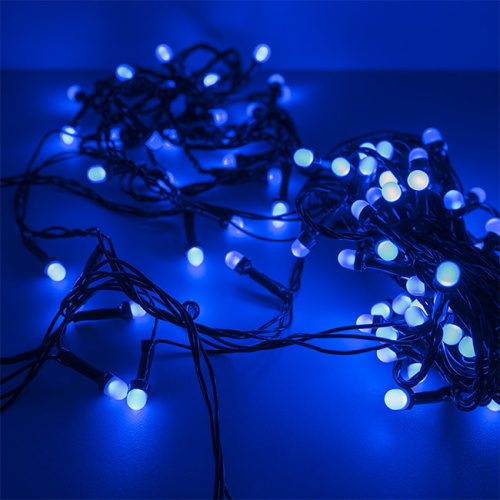 Гирлянда светодиодная "Минишарики", SE-MINI-110B, 10М, 100LED, синий, темно-зел. шн. 0,7м, контр., Funray, 2633 купить за 482 руб. в Новосибирске