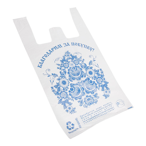 Пакет майка ПНД 28+16*50, 12мкм "Гжель" (100шт./уп) купить за 0 руб. в Новосибирске