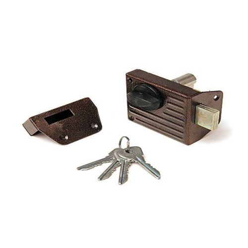 Замок накладной Зенит ЗН1-2, английский ключ, прямоуг. ригель, медь, тов-062167 купить за 1&nbsp;488 руб. в Новосибирске