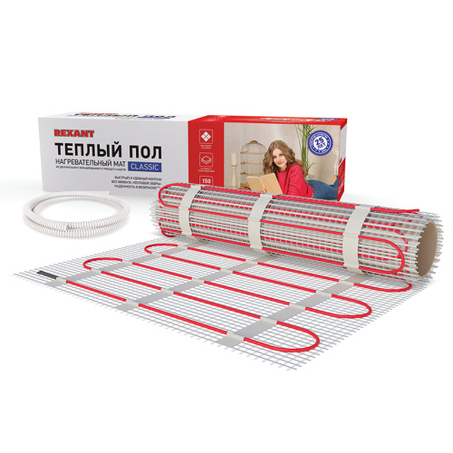 Тёплый пол 4,8 мм REXANT Classic RNX - 2,5 м2 - 375Вт (нагревательный мат) купить за 5&nbsp;325 руб. в Новосибирске