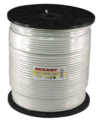 Кабель RG-6U, 75 Ом, 305м., белый  REXANT купить за 23 руб. в Новосибирске