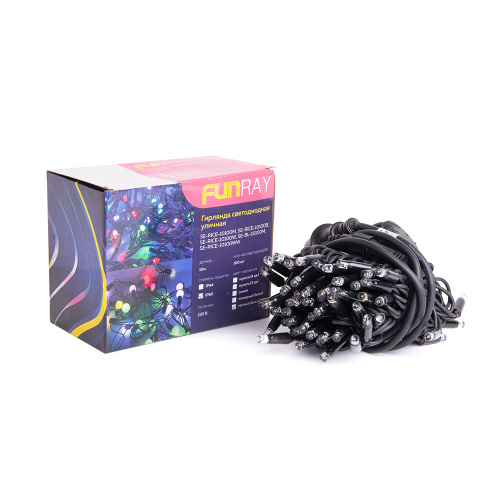 Гирлянда светодиодная уличная рисовая, SE-RICE-10100W, 10M, 100 LED, тёплая.бел, IP60, черн.шн.1,5м, Funray, 2645 купить за 0 руб. в Новосибирске