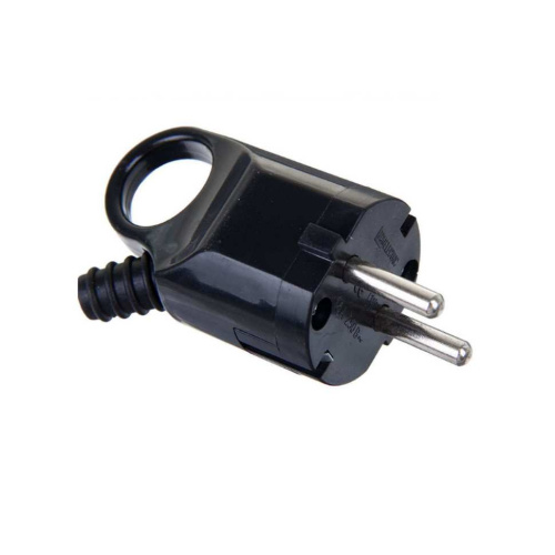 Вилка угловая с ушком с/з чёрная 16А 250В TDM SQ1806-0006 купить за 110 руб. в Новосибирске