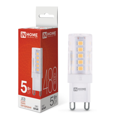 Лампа светодиодная LED-JCD-VC 5Вт 230В G9 4000К 450Лм IN HOME купить за 117 руб. в Новосибирске