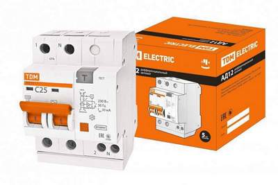 TDM Дифф. автомат АД-12 2Р 25А 30мА (УЗО с защитой по короткому замыканию) SQ0204-0011 купить за 0 руб. в Новосибирске