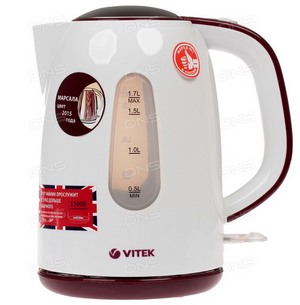 Электрочайник Vitek VT-7006 белый [пластик, 1.7 л, 2150 Вт, фильтр, скрытый нагревательный элемент] купить за 0 руб. в Новосибирске