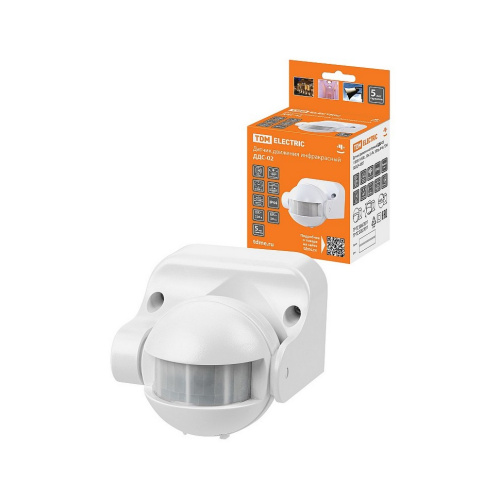Датчик движения настенный ДДС-02 1100Вт, 5-480с, 12м, 180гр, IP44 TDM (SQ0324-0007) купить за 818 руб. в Новосибирске