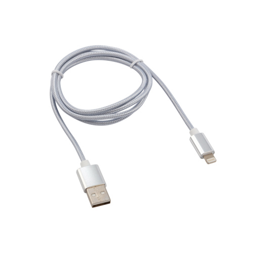 Кабель USB-A – Lightning для Apple, 2,4А, 1м, в серебристой нейлоновой оплетке REXANT купить за 425 руб. в Новосибирске
