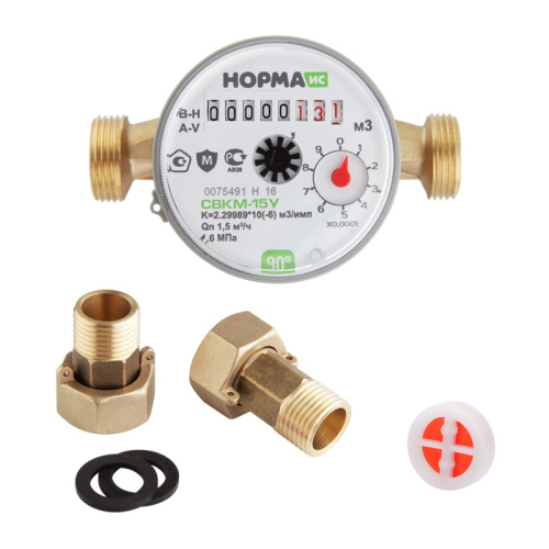 Счетчик для воды УНИВЕРСАЛЬНЫЙ d=15мм L=110мм мет.корпус, 6лет (комплект штуцеров) антимагн.защ. обр.кл., тов-169892 купить за 0 руб. в Новосибирске