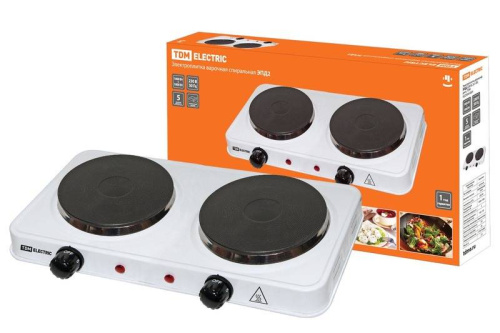 TDM Электроплита двухконфорочная ЭПД2 230В, 2х1 кВт, диск, белая, SQ2504-0004 купить за 0 руб. в Новосибирске