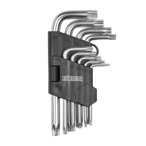 Набор инбусовых ключей TORX Biber 90506 CrV, 1.5-10 мм 9 шт., тов-085699 купить за 534 руб. в Новосибирске