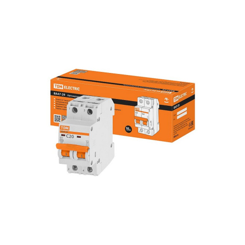 Автоматический выключатель ВА47-29 2Р 20А 4,5кА х-ка С TDM (SQ0206-0094) купить за 396 руб. в Новосибирске