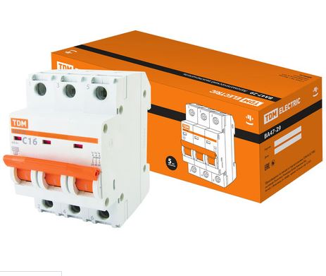 Автоматический выключатель ВА47-29 3Р 16А 4,5кА х-ка С TDM (SQ0206-0109) купить за 842 руб. в Новосибирске
