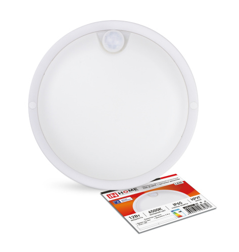 Светильник светодиодный герметичный СПП-Д-КРУГ 12Вт 230В 6500К 960Лм с датчиком движения IP65 IN HOME купить за 0 руб. в Новосибирске